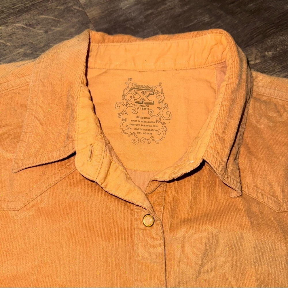 Women's Orange Button Down Shirt - Picture 2 of 6